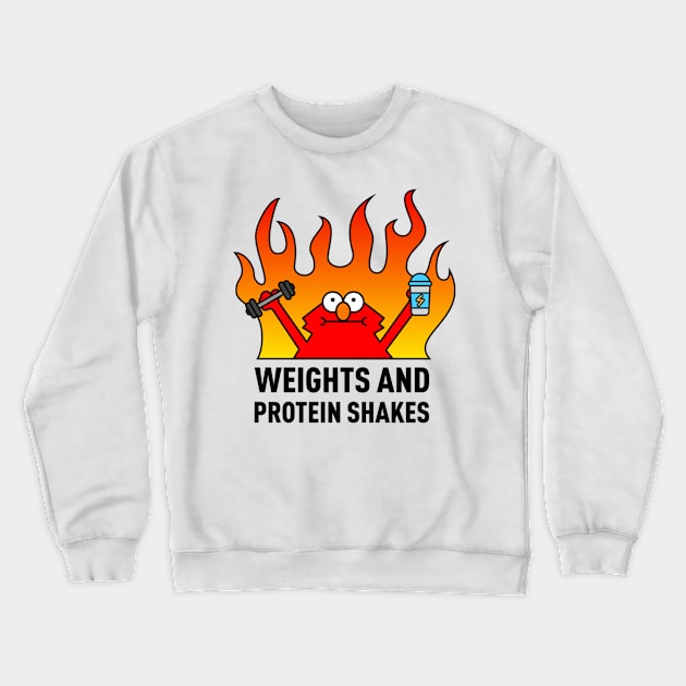 Weights and Protein Shakes Crewneck Sweatshirt by discpeplum